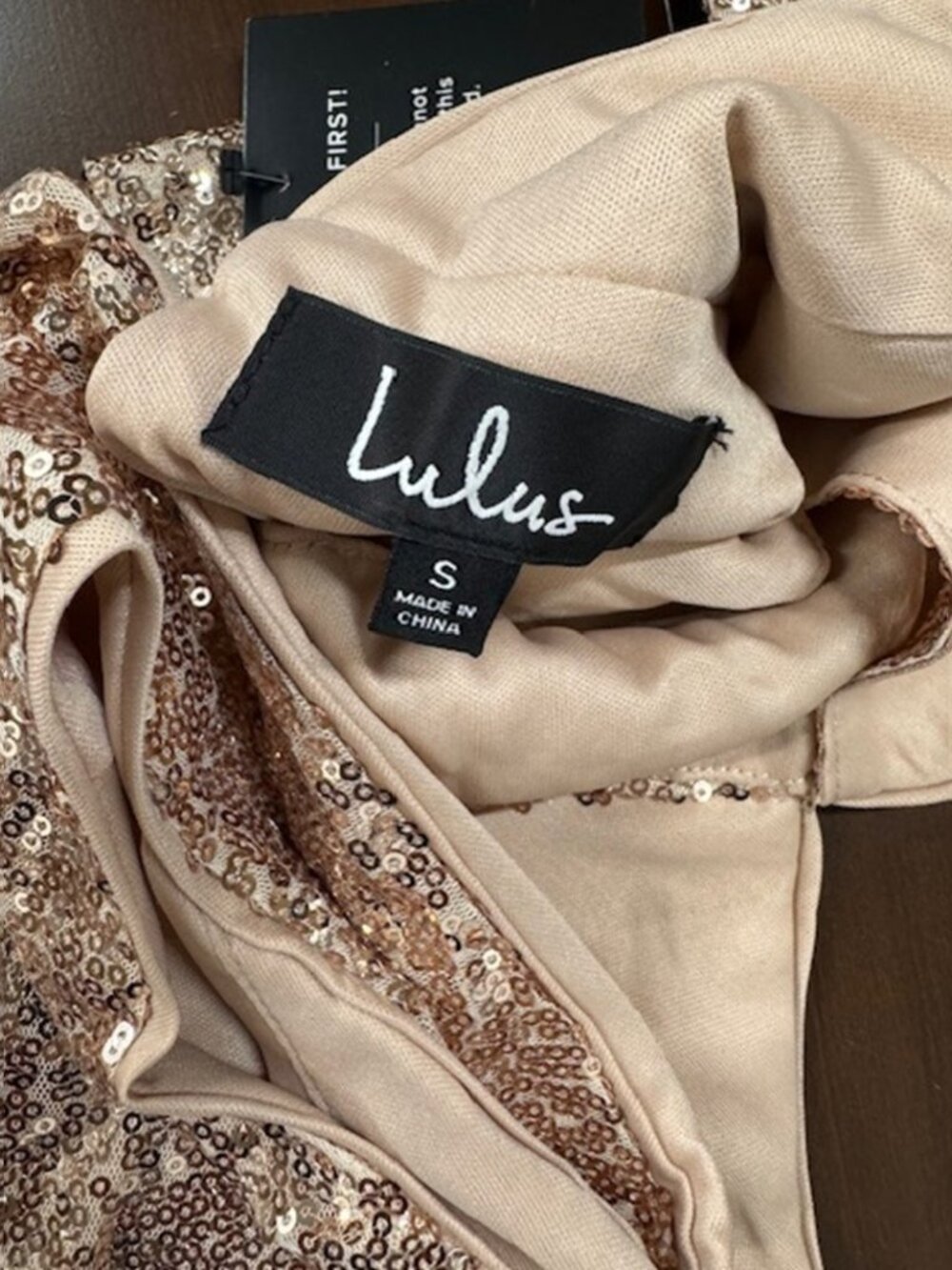 NWT Lulus Alicia Rose Gold Sequin Ruffled Two-Piece Dress (size S) - Picture 8 of 11